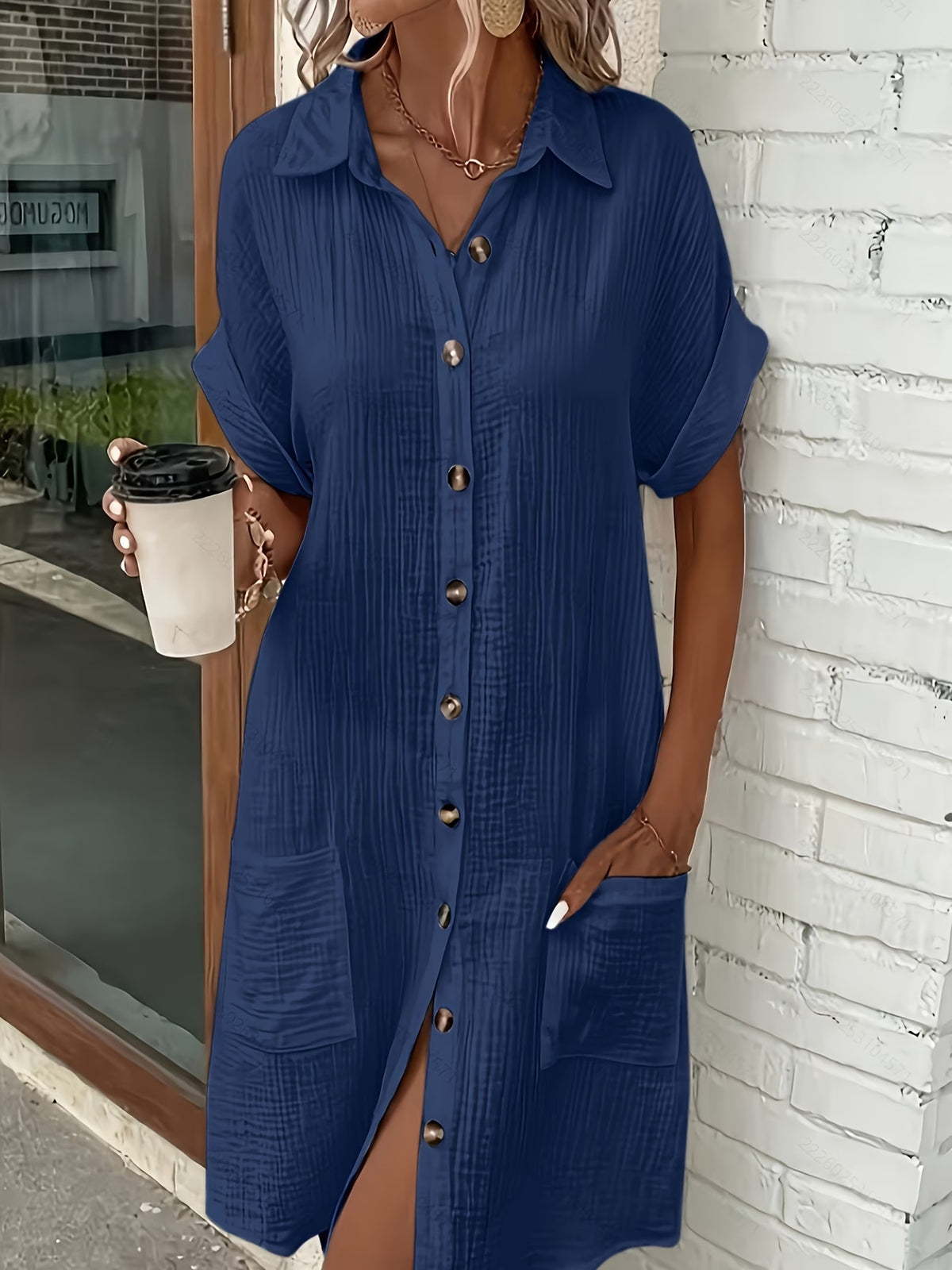Robe Chemise Fluide à Boutons