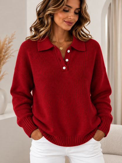 Pull Élise Imprimé en Maille à Col et Boutons