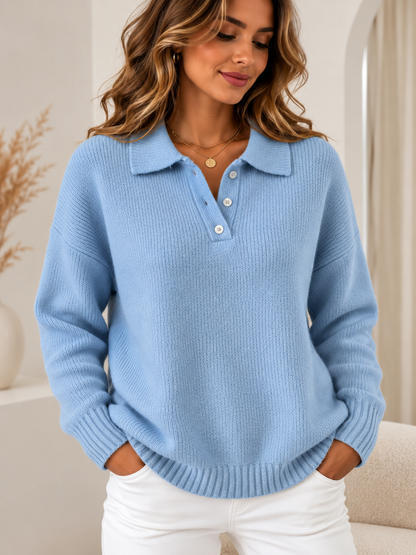 Pull Élise Imprimé en Maille à Col et Boutons