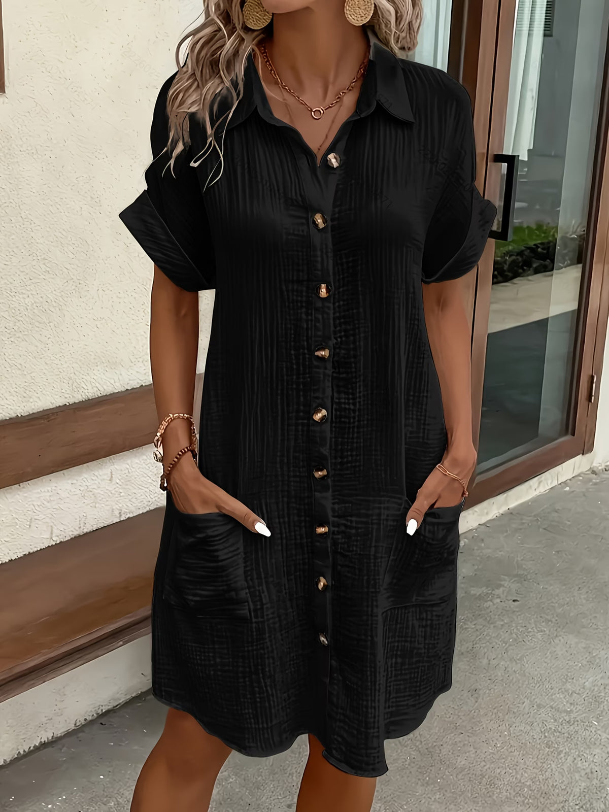 Robe Chemise Fluide à Boutons
