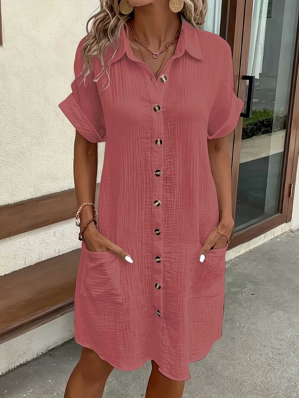 Robe Chemise Fluide à Boutons