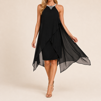 Robe Satinée Dos Nu à Bretelles Fines