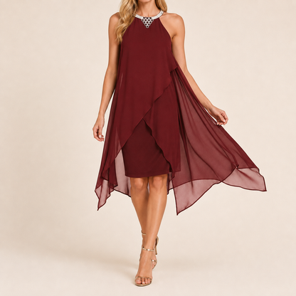 Robe Satinée Dos Nu à Bretelles Fines