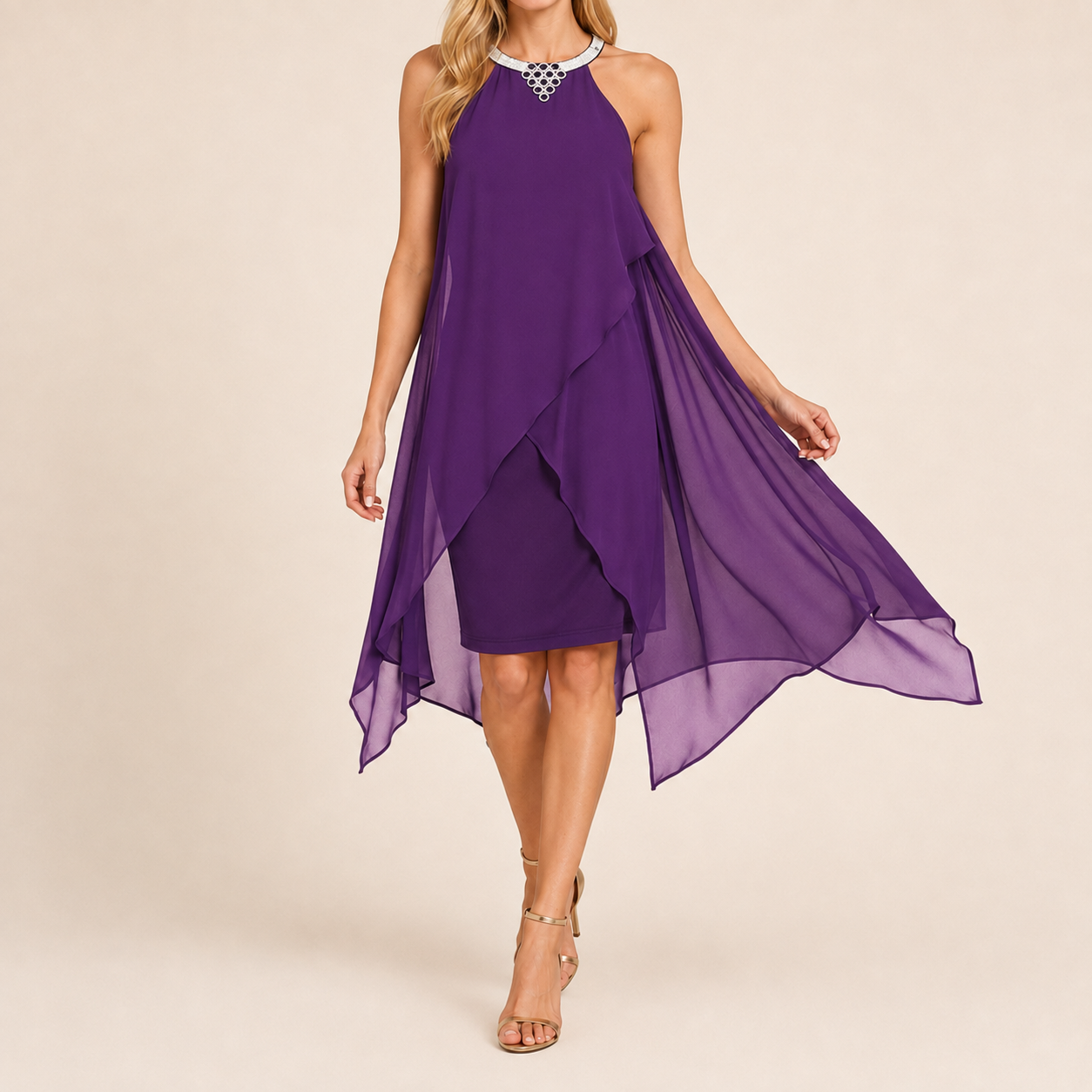 Robe Satinée Dos Nu à Bretelles Fines